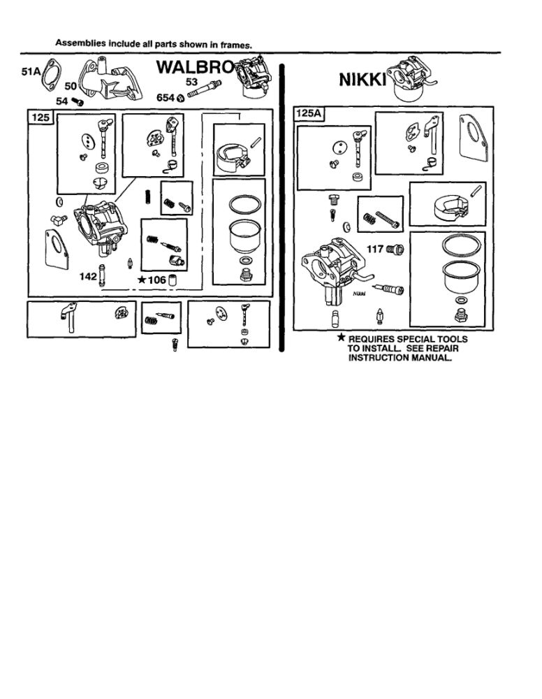 Carburetor Diagram and Parts List for 28B700-28B799 0001-0008-0009 Briggs and Stratton Engine